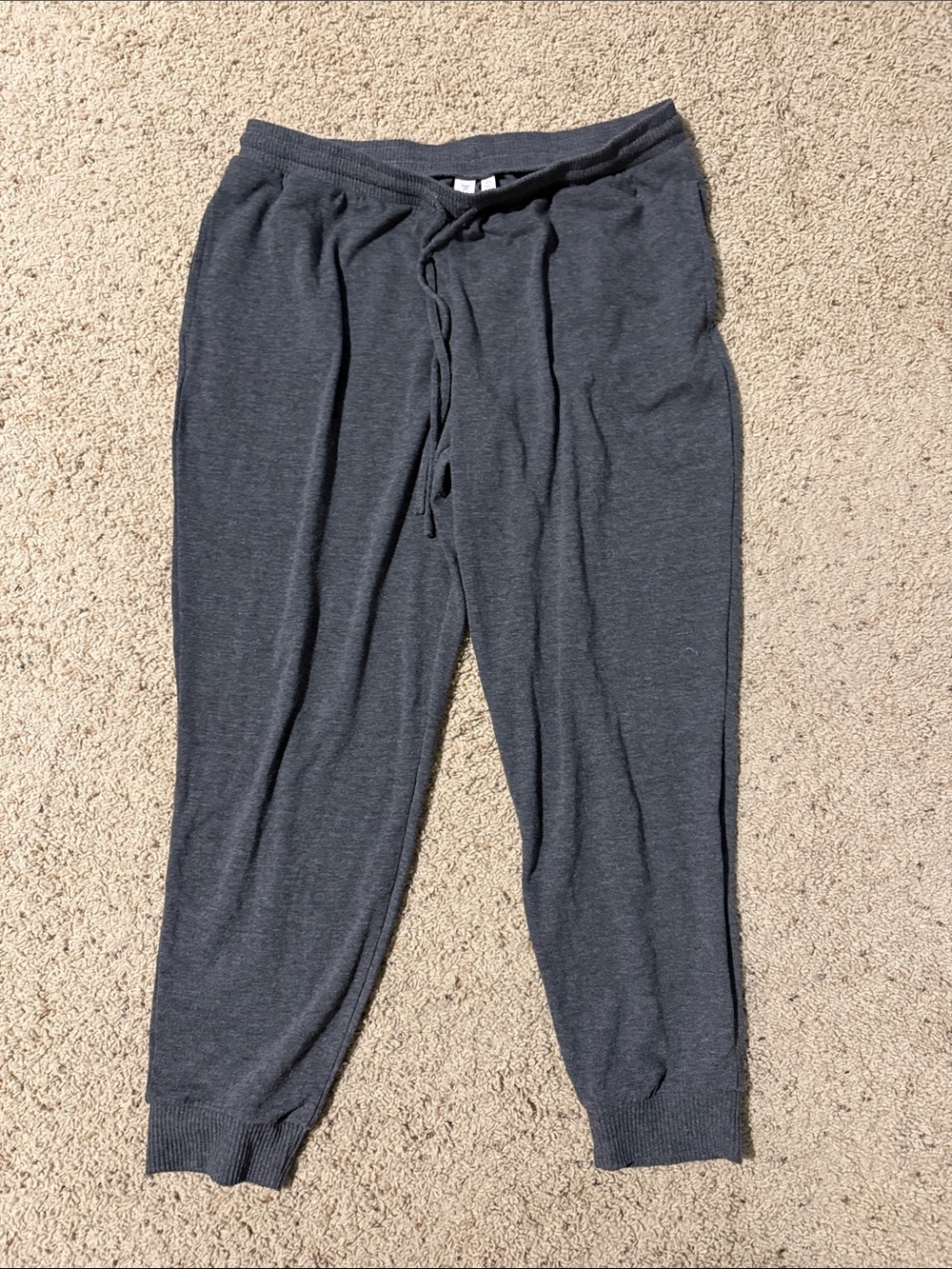 Cozy Charcoal Knit Jogger Pants - Drawstring Waist
